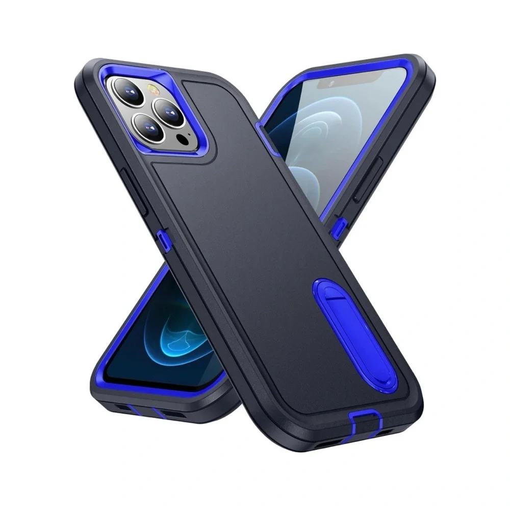 Navy Blue iPhone 12 Pro Case with Kickstand Heavy Duty Protection Sho
